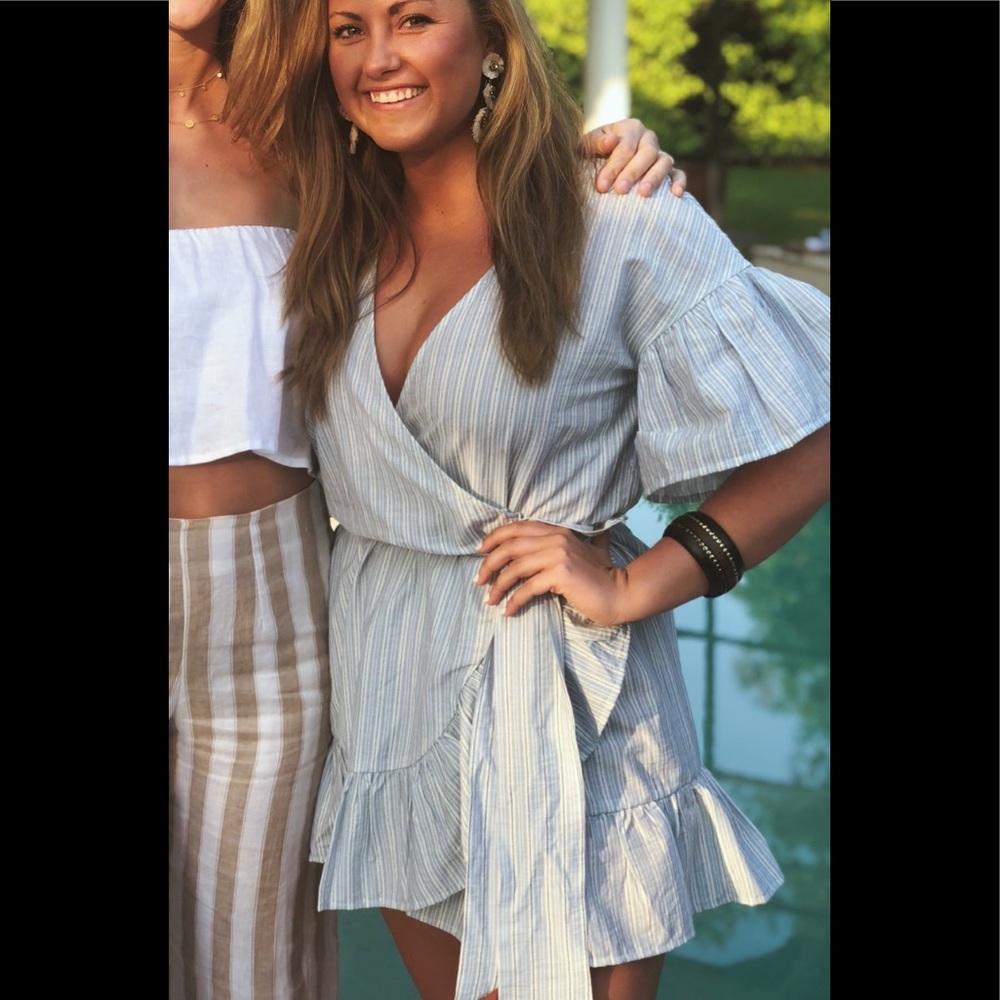 Nordstrom, blue and white tie waist dress